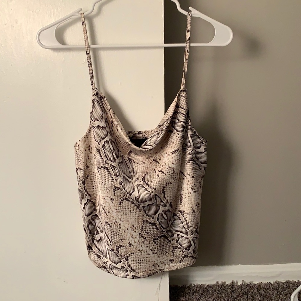 Silk Cowl Neck Tank Top with Snake Skin pattern from Forever 21 Size S
